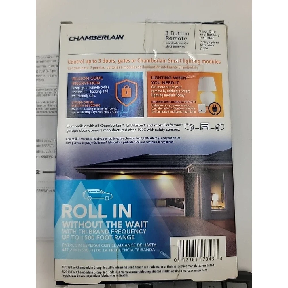 Chamberlain 953EV-P2 3 Button Garage Door Remote Compatible LiftMaster Craftsman
